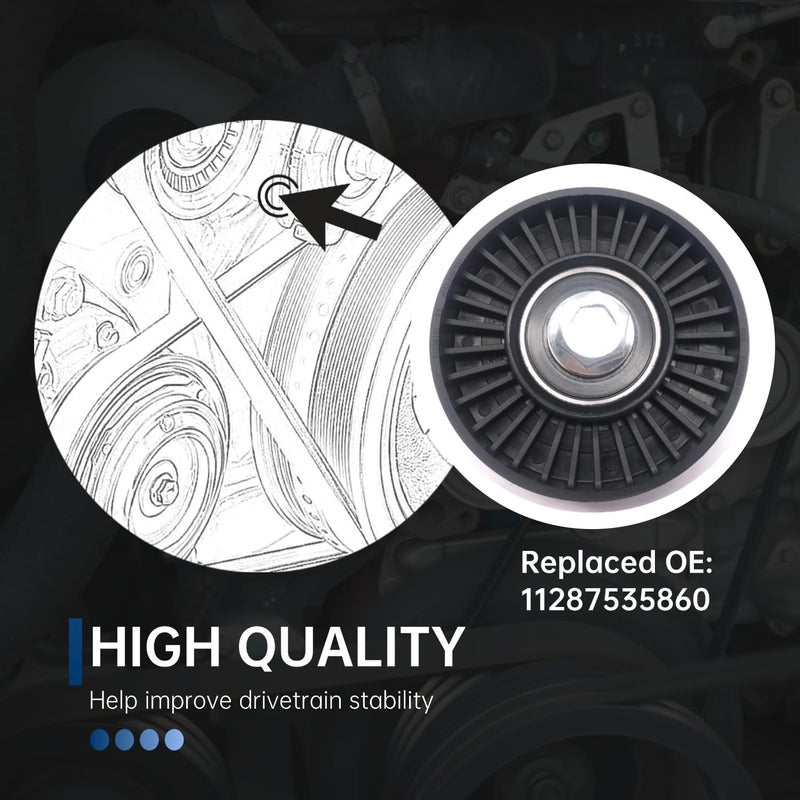 NEWHOW ​​Belt Idler Pulley 11287535860 Replacement for BMW 323i 325i 328i 330i X3 X5 128i 525i 528i 530i (2006-2013) N52 N52N N53 Engine - Replaces OE 36369, Gates 36369 - Image 3